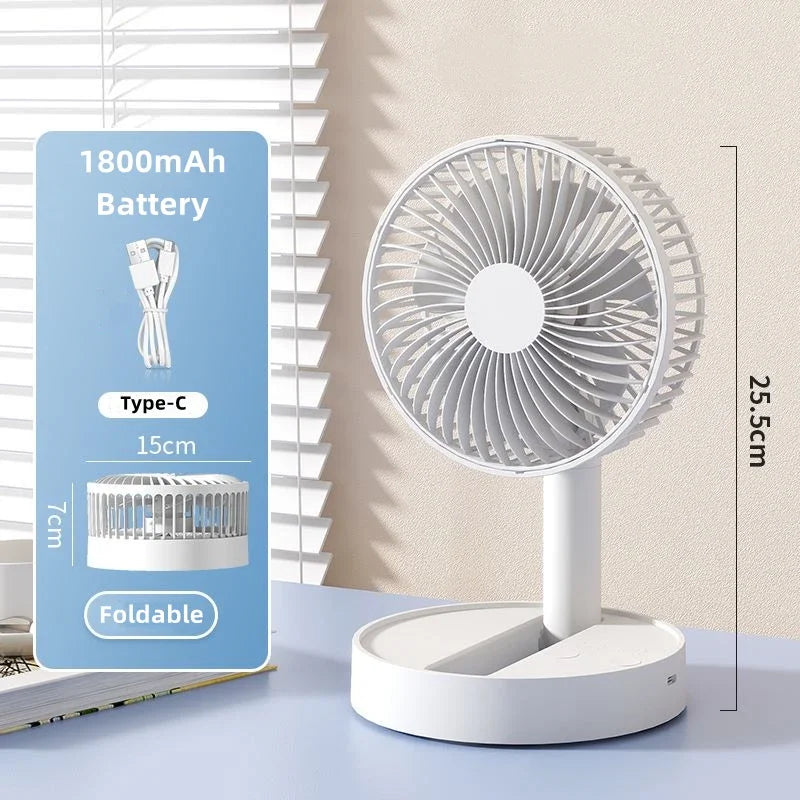 USB Foldable Fan with 4 Speeds & Timing,Battery Operated Mini Fan for Bedroom, Indoor or Outdoor,Table Fan Neck Fan Phone Fan