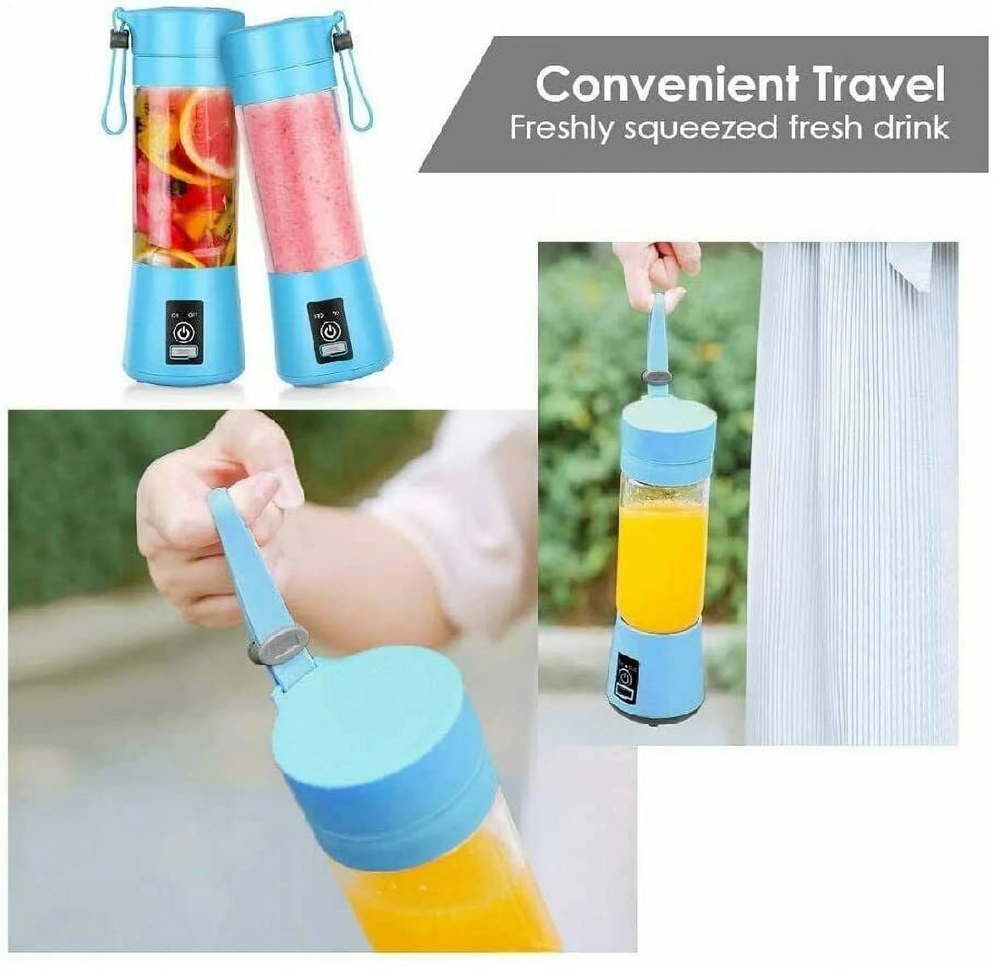 Portable Blender USB Rechargeable Personal Juicer Cup Small Fruit Juice Mixer for Shakes and Smoothies