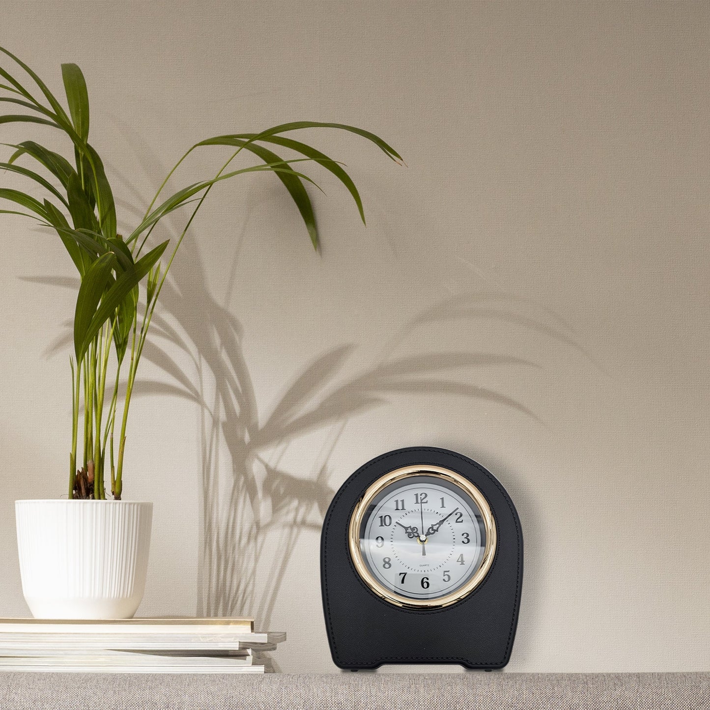 Indoor Small Mantel Clock Leather Living Room Desktop Table Clocks~5401