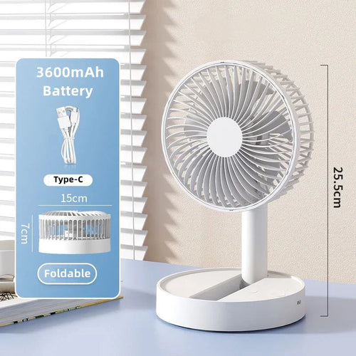 USB Foldable Fan with 4 Speeds ＆ Timing,Battery Operated Mini Fan for Bedroom, Indoor or Outdoor,Table Fan Neck Fan Phone Fan