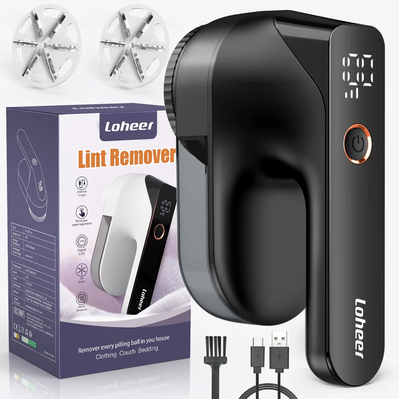 Fabric Shaver, Electric Lint Remover, Lint Shaver, Sweater Defuzzer with LED Display