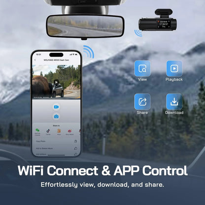 Dash Cam Front and Rear 4K Front 1080P Rear, Dual Dash Camera with 3" IPS Screen, 170° Wide Angle, Night Vision, G-Sensor, Loop Recording, Parking Monitor, Supports 128GB