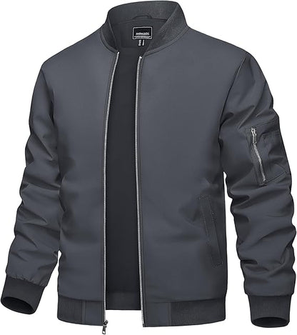 TACVASEN Men's Lightweight Jacket Thin Sportwear Bomber Jacket Windbreaker Coat