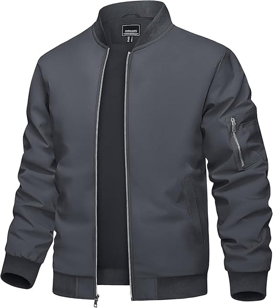 TACVASEN Men's Lightweight Jacket Thin Sportwear Bomber Jacket Windbreaker Coat