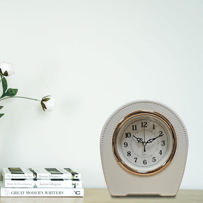 Indoor Small Mantel Clock Leather Living Room Desktop Table Clocks~5401
