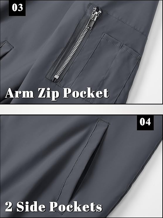 TACVASEN Men's Lightweight Jacket Thin Sportwear Bomber Jacket Windbreaker Coat