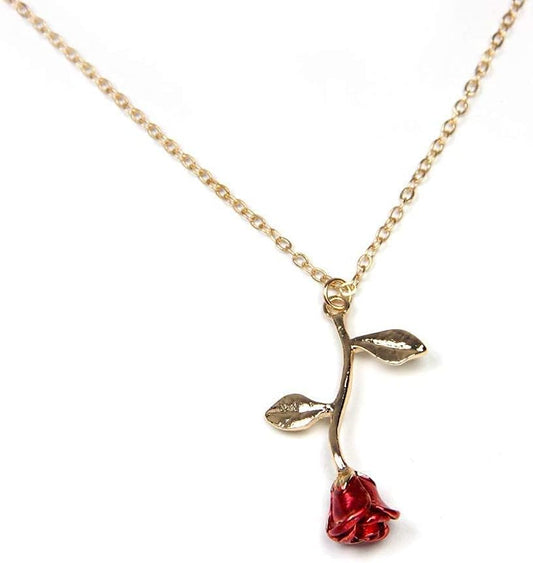 Rose Gold Necklace for Women – Dainty Flower Pendant Necklace, Gold Necklace for Women Jewelry, Minimalist Aesthetic Cute Necklace Gift for Girlfriend Wife Mom