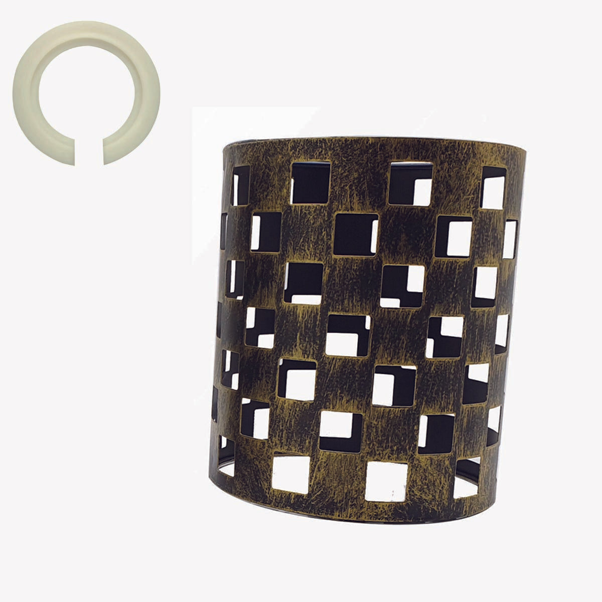 Brushed Brass Modern Industrial Drum Metal Wire Cage Ceiling Lampshade~2008