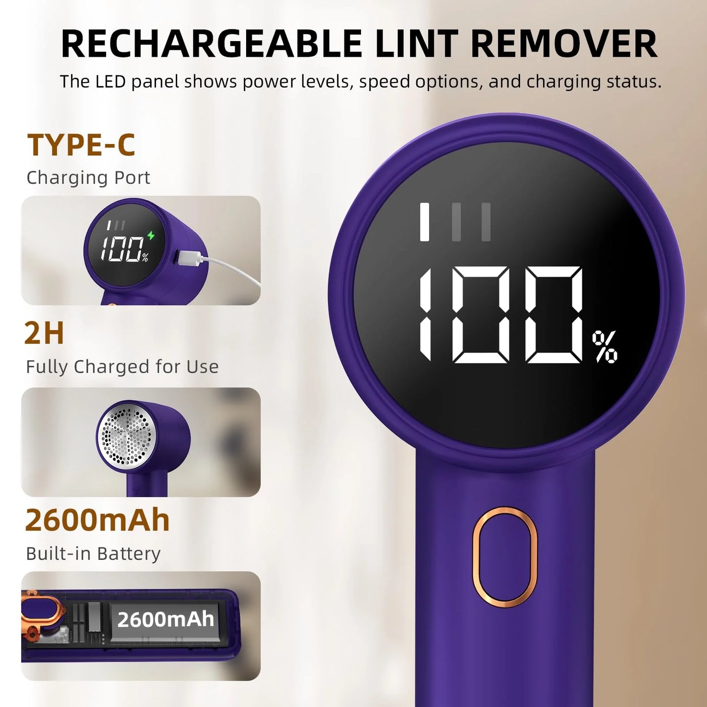 Fabric Shaver, Lint Remover Rechargeable, Electric Portable Sweater to Remove Pilling for Clothes, Furniture, Sweater, Couch, Blanket