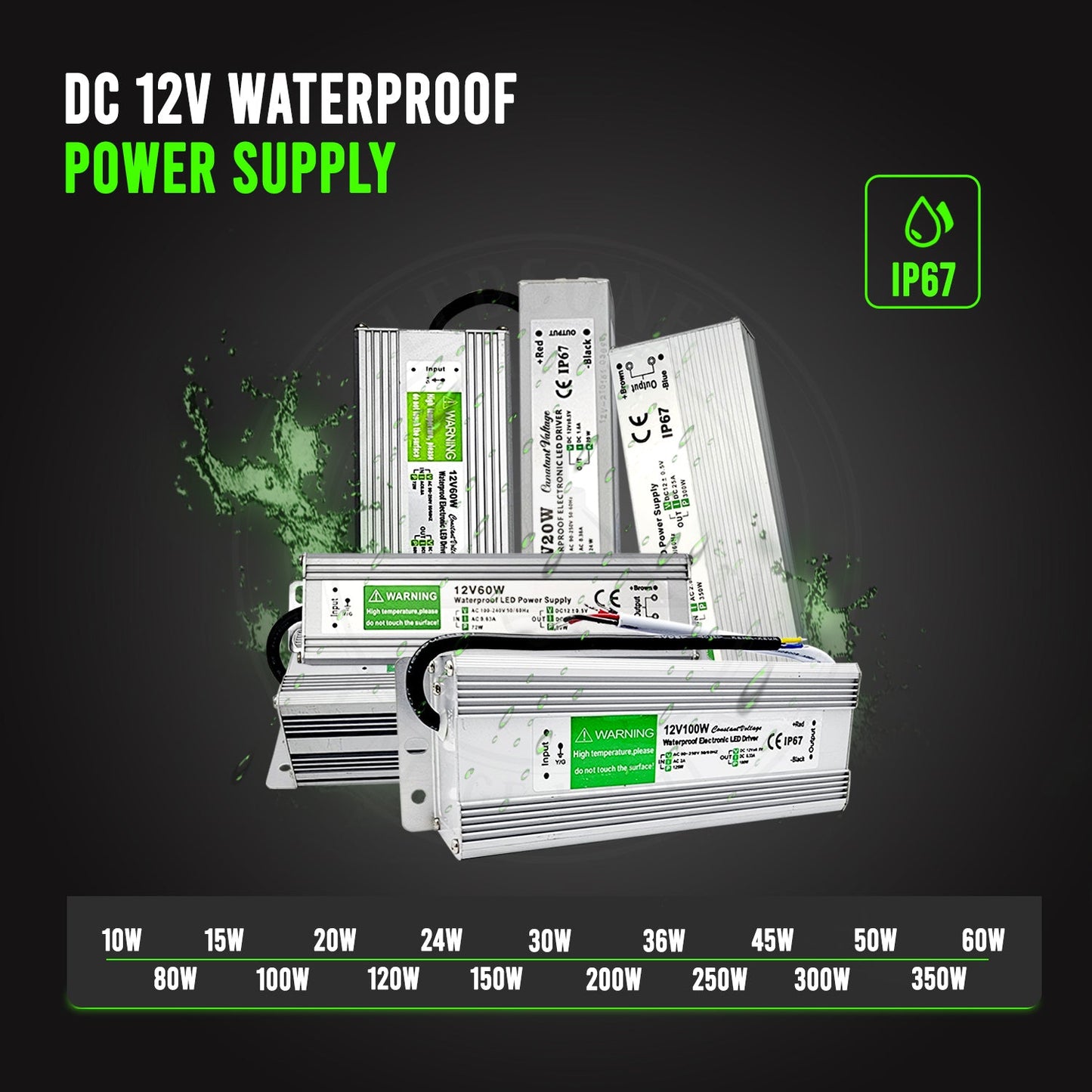 45W LED Driver 12V DC Transformer IP67~3357